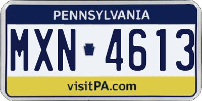 PA license plate MXN4613