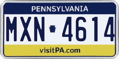 PA license plate MXN4614
