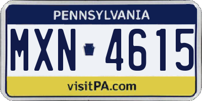 PA license plate MXN4615