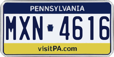 PA license plate MXN4616