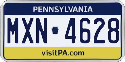 PA license plate MXN4628
