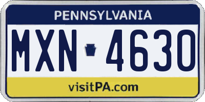 PA license plate MXN4630