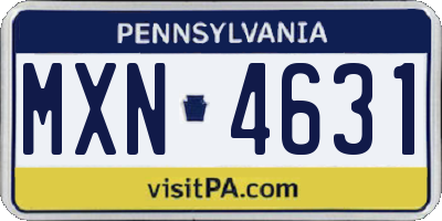PA license plate MXN4631