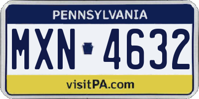 PA license plate MXN4632