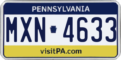 PA license plate MXN4633