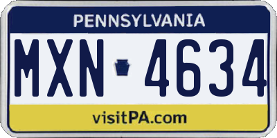 PA license plate MXN4634