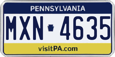 PA license plate MXN4635
