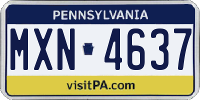 PA license plate MXN4637