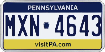 PA license plate MXN4643