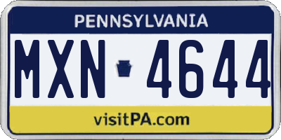 PA license plate MXN4644