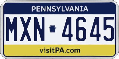 PA license plate MXN4645