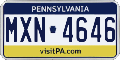 PA license plate MXN4646