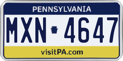 PA license plate MXN4647