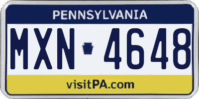 PA license plate MXN4648