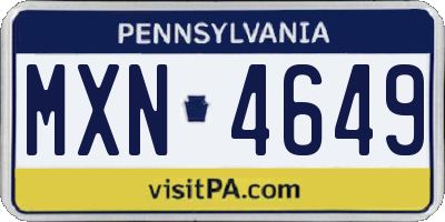 PA license plate MXN4649