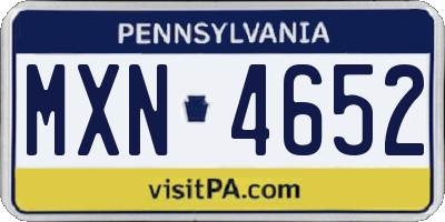 PA license plate MXN4652
