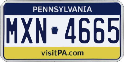 PA license plate MXN4665