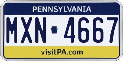 PA license plate MXN4667