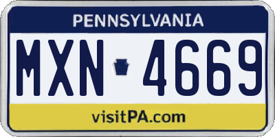 PA license plate MXN4669