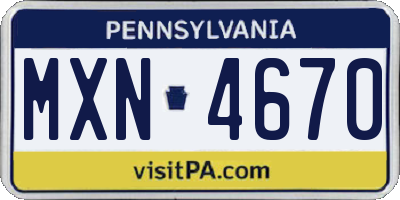 PA license plate MXN4670