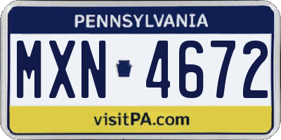 PA license plate MXN4672