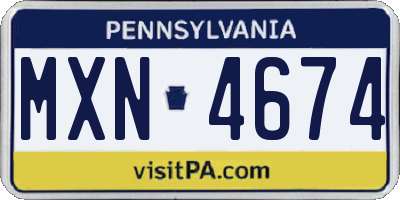 PA license plate MXN4674
