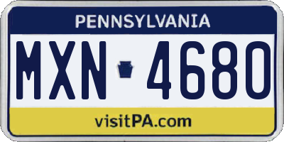 PA license plate MXN4680