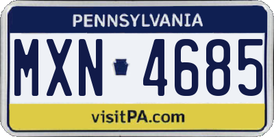 PA license plate MXN4685