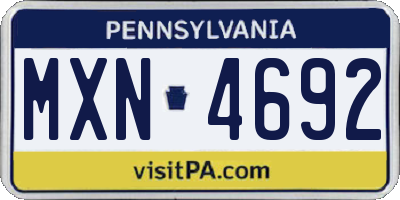 PA license plate MXN4692