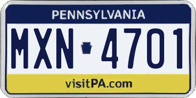 PA license plate MXN4701