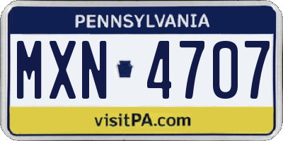 PA license plate MXN4707