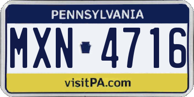 PA license plate MXN4716