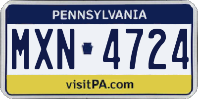 PA license plate MXN4724