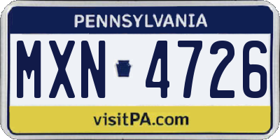 PA license plate MXN4726