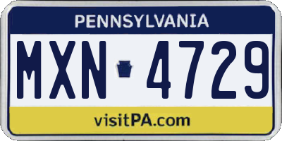 PA license plate MXN4729