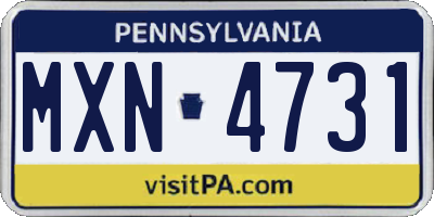 PA license plate MXN4731