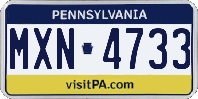 PA license plate MXN4733
