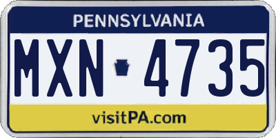 PA license plate MXN4735