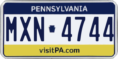 PA license plate MXN4744