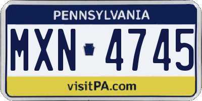 PA license plate MXN4745