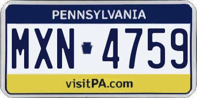 PA license plate MXN4759