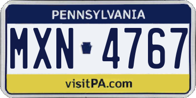 PA license plate MXN4767