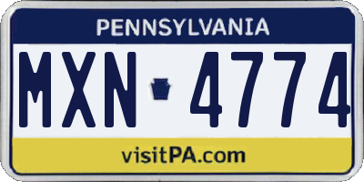 PA license plate MXN4774