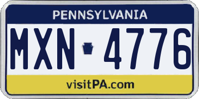 PA license plate MXN4776