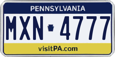 PA license plate MXN4777
