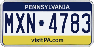 PA license plate MXN4783