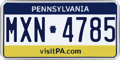 PA license plate MXN4785