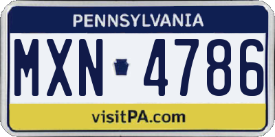 PA license plate MXN4786