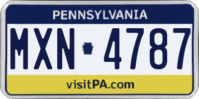 PA license plate MXN4787