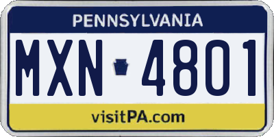 PA license plate MXN4801